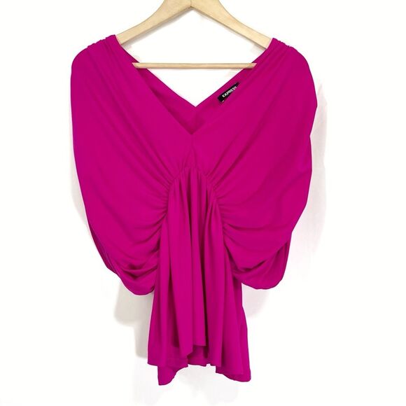 Express Pink Draped Top Loose Stretch Blouse M - Picture 3 of 6